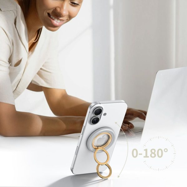 TECH-PROTECT MMR700 LAMANO MAGNETIC MAGSAFE PHONE RING TITANIUM/GOLD - Image 4