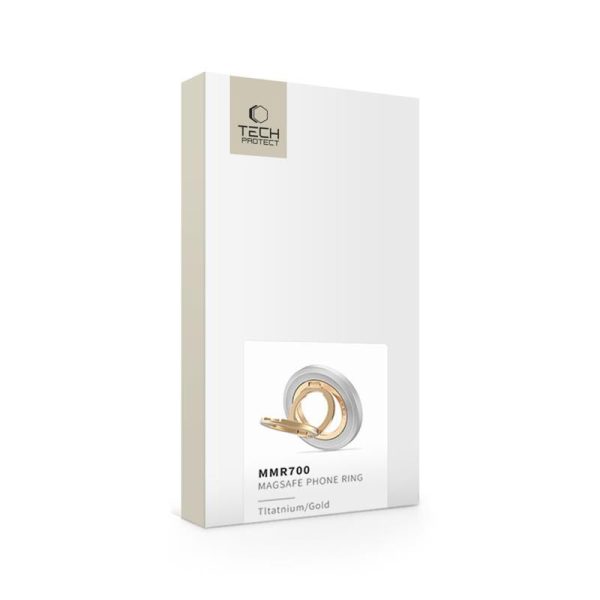 TECH-PROTECT MMR700 LAMANO MAGNETIC MAGSAFE PHONE RING TITANIUM/GOLD - Image 9