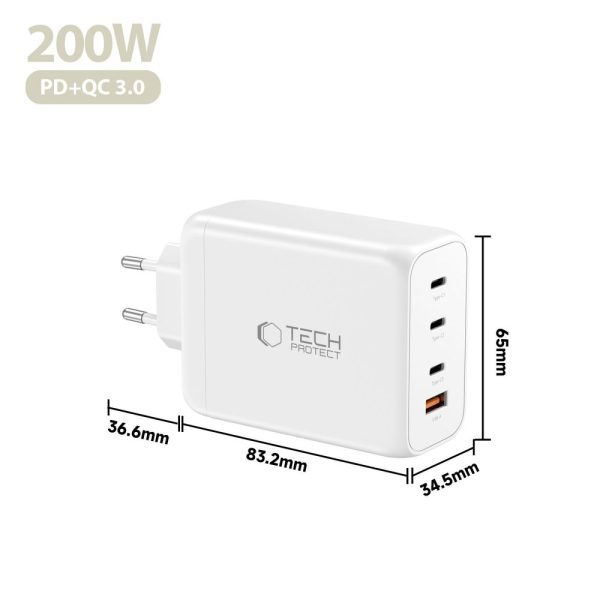 TECH-PROTECT NC200W-GAN 4-PORT NETWORK CHARGER PD 200W / QC3.0 WHITE - Image 5