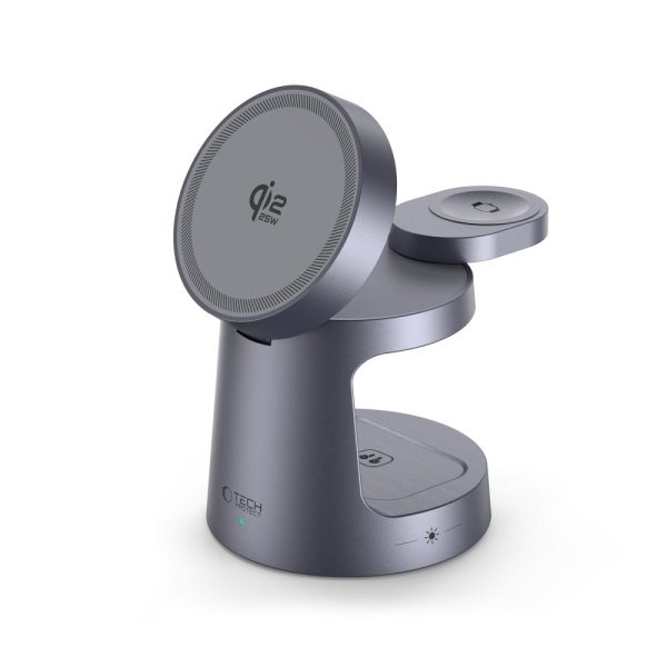 TECH-PROTECT QI2.2-25W-A48 3IN1 MAGNETIC MAGSAFE WIRELESS CHARGER DARK GREY - Image 3