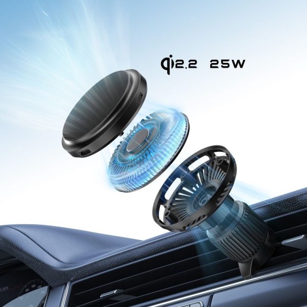 TECH-PROTECT V9 ARCTICBOOST MAGNETIC MAGSAFE DASHBOARD & VENT CAR MOUNT WIRELESS CHARGER 25W QI2.2 BLACK - Image 7