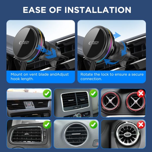 TECH-PROTECT V9 ARCTICBOOST MAGNETIC MAGSAFE DASHBOARD & VENT CAR MOUNT WIRELESS CHARGER 25W QI2.2 BLACK - Image 8