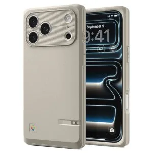 Retro θήκη Spigen Classic LS MagSafe σε χρώμα Stone εμπνευσμένη από τον Macintosh 128K για το Apple iPhone 17 Pro Max