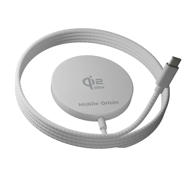 Ασύρματος Μαγνητικός Φορτιστής Mobile Origin Qi2 25W Magnetic Charging Pad PW29 – Silver / White (MO-MAGP-PW29) - Image 4