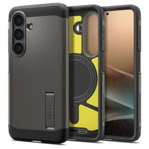 Μεταλλική γκρι θήκη Spigen Tough Armor MagSafe με στήριγμα για το Samsung Galaxy S26