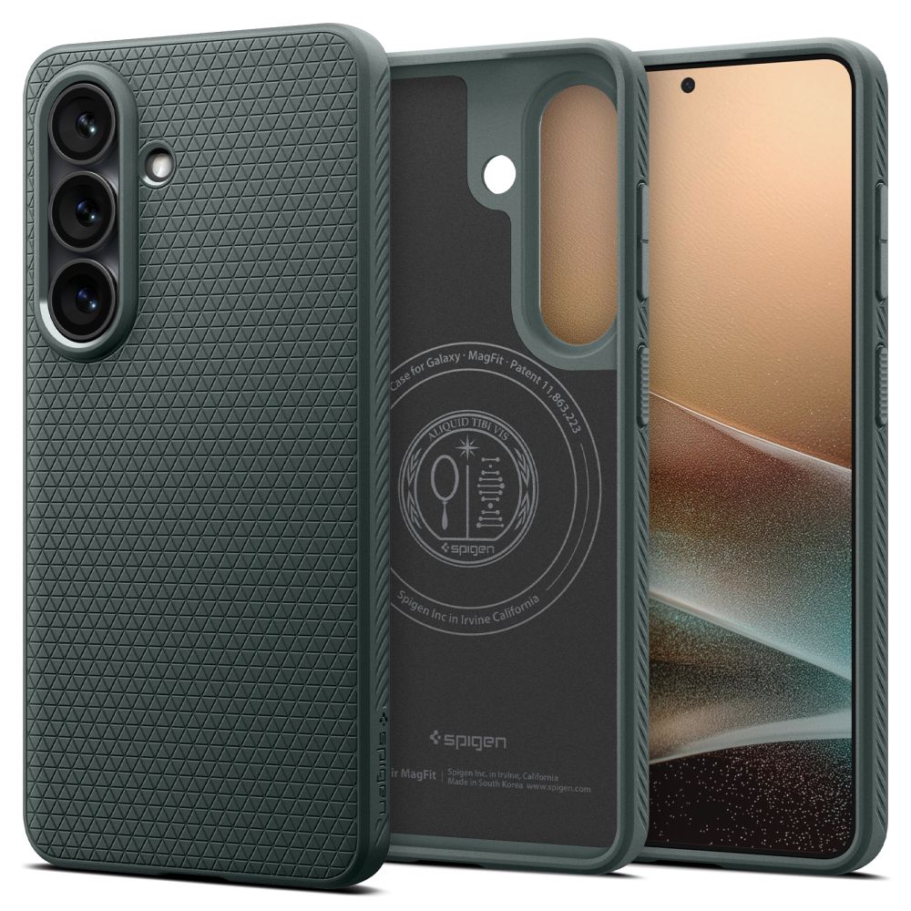 Ελαστική θήκη Spigen Liquid Air Mag MagSafe Abyss Green με γεωμετρικό μοτίβο και μαγνητικό δακτύλιο για Samsung Galaxy S26+ Plus