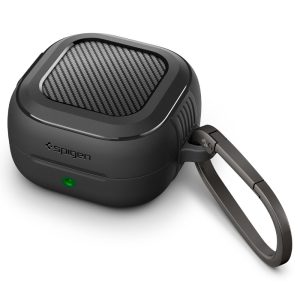 Προστατευτική θήκη Spigen Rugged Armor Matte Black για Samsung Galaxy Buds 4 και 4 Pro με μεταλλικό κρίκο μεταφοράς