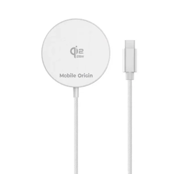 Ασύρματος Μαγνητικός Φορτιστής Mobile Origin Qi2 25W Magnetic Charging Pad PW29 – Silver / White (MO-MAGP-PW29) - Image 2