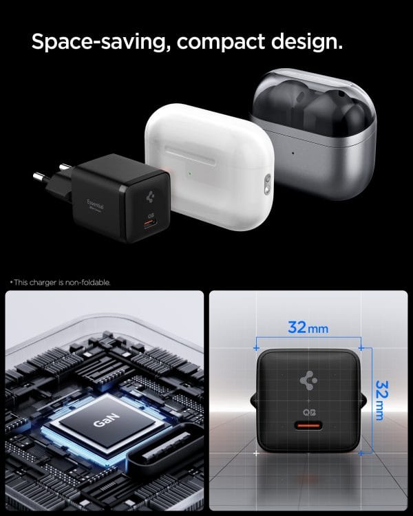 Φορτιστής Τοίχου Spigen Essential EE301EU-GAN 30W USB-C All Black (ACH09493) - Image 5