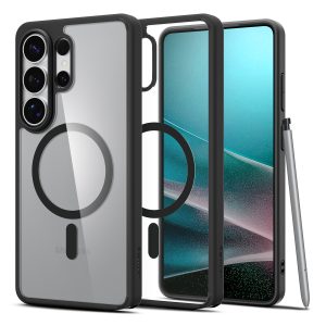 Υβριδική θήκη Spigen Ultra Hybrid Mag MagSafe Matte Black με διαφανή πλάτη και μαγνητικό δακτύλιο για Samsung Galaxy S26 Ultra