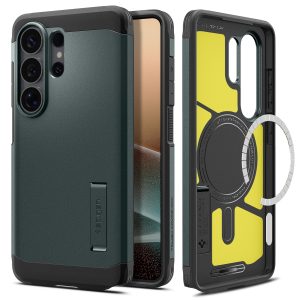 Θωρακισμένη θήκη Spigen Tough Armor Mag MagSafe Abyss Green για Samsung Galaxy S26 Ultra με βάση στήριξης και εσωτερικό αφρό προστασίας