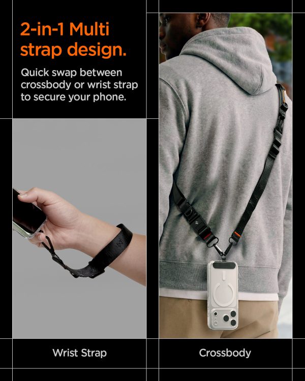 Spigen Universal Crossbody Lanyard Strap & Wrist Strap – Black (AFA10616) - Image 14