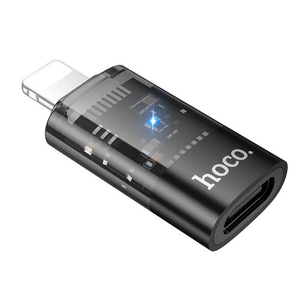 Hoco UA36A Αντάπτορας OTG Lightning Male σε USB-C Female – Transparent Black - Image 3