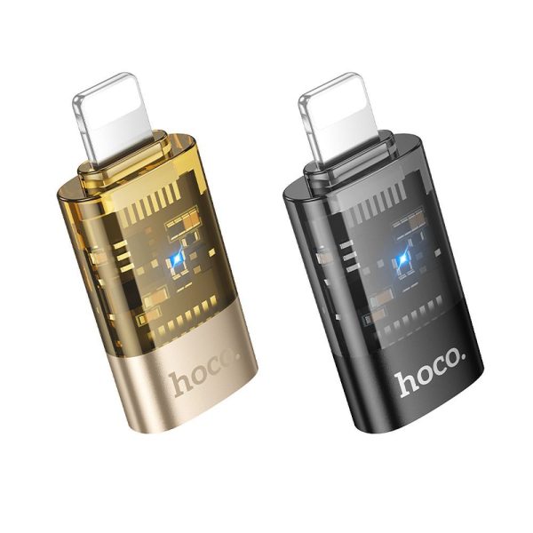 Hoco UA36A Αντάπτορας OTG Lightning Male σε USB-C Female – Transparent Black - Image 4