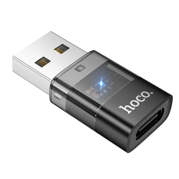 Hoco UA36C Αντάπτορας OTG USB-C Male σε USB-A Female – Transparent Black - Image 3