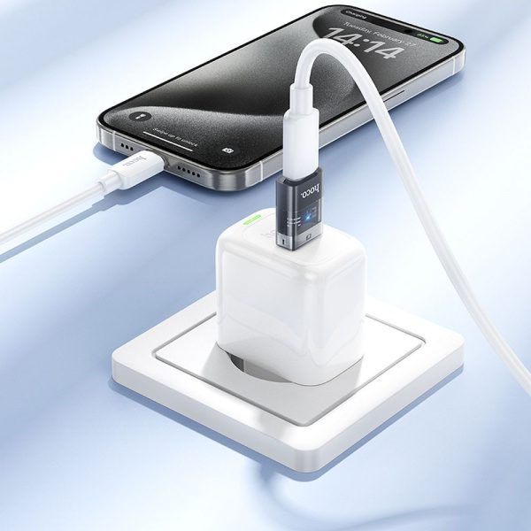 Hoco UA36C Αντάπτορας OTG USB-C Male σε USB-A Female – Transparent Black - Image 4