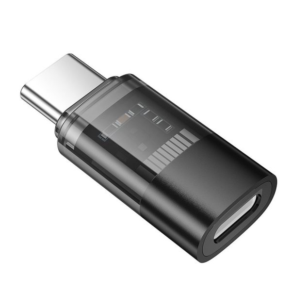Hoco UA36D Αντάπτορας OTG USB-C Male σε Lightning Female – Transparent Black - Image 2