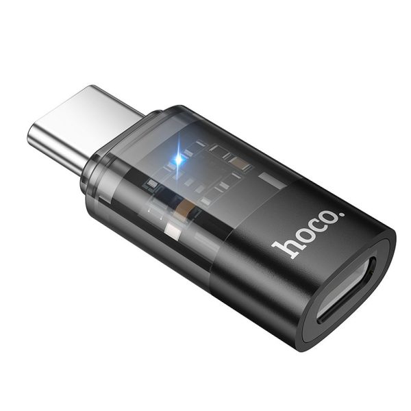 Hoco UA36D Αντάπτορας OTG USB-C Male σε Lightning Female – Transparent Black - Image 3