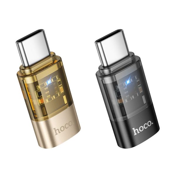 Hoco UA36D Αντάπτορας OTG USB-C Male σε Lightning Female – Transparent Black - Image 4