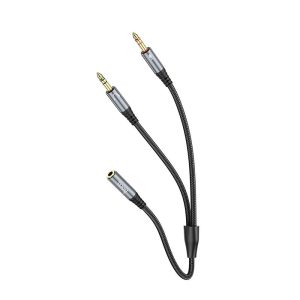 hoco-upa21-aux-audio-cable-2-in-1-jack-3-5mm-female-to-2x-male-gray-6931474766816