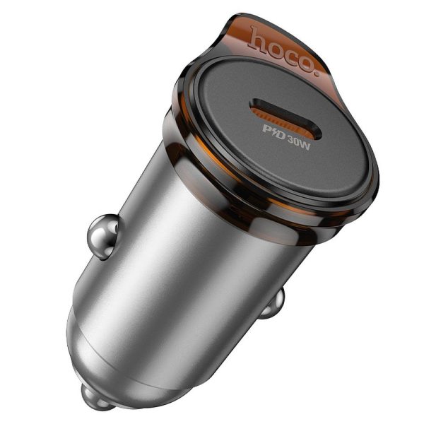 Φορτιστής Αυτοκινήτου Hoco NZ16 USB-C PD 30W – Metal Gray - Image 3