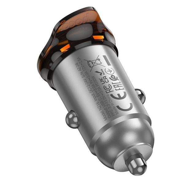 Φορτιστής Αυτοκινήτου Hoco NZ16 USB-C PD 30W – Metal Gray - Image 8