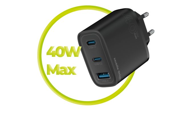 Mobile Origin GaN 40W Wall Charger MO13 – 2x USB-C + 1x USB-A Black (FRL-GAN40W-MO13-BLK) - Image 9