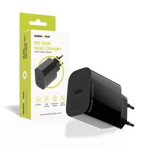 Μαύρος φορτιστής USB-C Mobile Origin MO11 20W για ασφαλή φόρτιση μπαταρίας