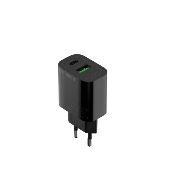 Φορτιστής Mobile Origin PD20W Wall Charger MO12 – USB-A + USB-C Black (FRL-PD20W-MO12-BLK) - Image 3