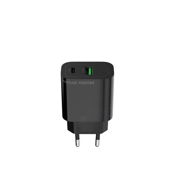 Φορτιστής Mobile Origin PD20W Wall Charger MO12 – USB-A + USB-C Black (FRL-PD20W-MO12-BLK) - Image 4