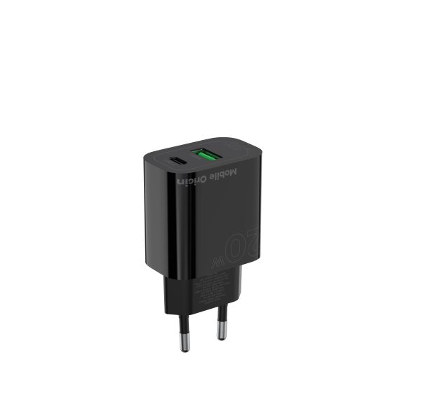 Φορτιστής Mobile Origin PD20W Wall Charger MO12 – USB-A + USB-C Black (FRL-PD20W-MO12-BLK) - Image 5