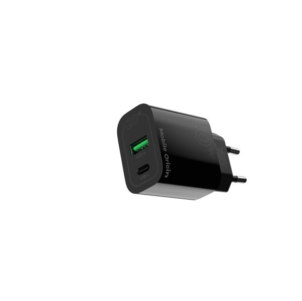 Φορτιστής Mobile Origin PD20W Wall Charger MO12 – USB-A + USB-C Black (FRL-PD20W-MO12-BLK) - Image 6