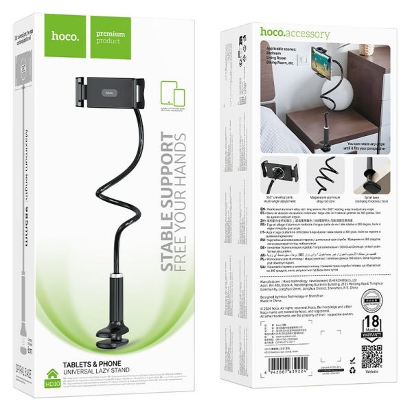 Εύκαμπτη Βάση Στήριξης με Κλιπ Hoco HD10 για Smartphone & Tablet – Black - Image 4