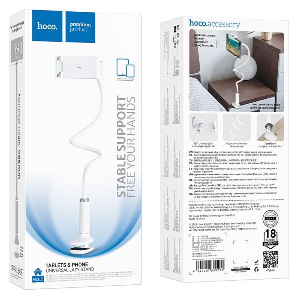 Εύκαμπτη Βάση Στήριξης με Κλιπ Hoco HD10 για Smartphone & Tablet – White - Image 5