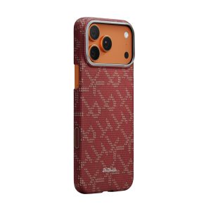 Πολυτελής θήκη αραμιδίου Pitaka Ultra-Slim σε χρώμα Monogram Gold/Red για iPhone 17 Pro Max
