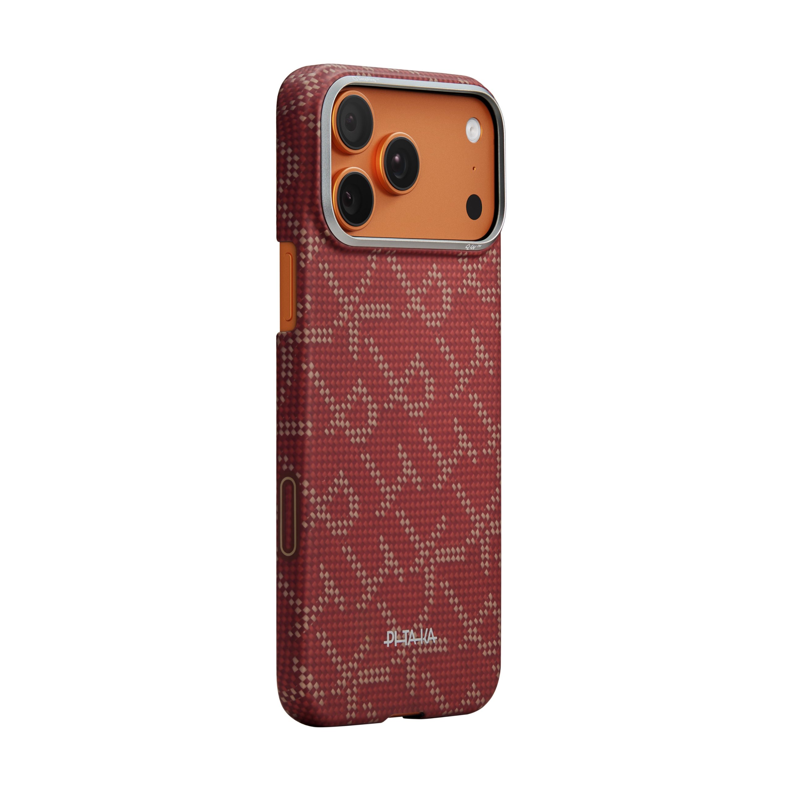 Πολυτελής θήκη αραμιδίου Pitaka Ultra-Slim σε χρώμα Monogram Gold/Red για iPhone 17 Pro