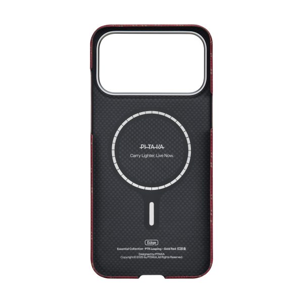 Θήκη Pitaka Ultra-Slim Case για iPhone 17 Pro Max – Monogram Gold/Red (KI1702PTKP) - Image 3