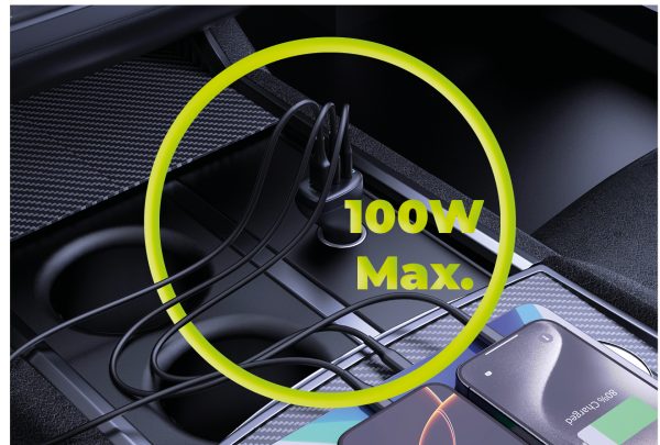 Φορτιστής Αυτοκινήτου Mobile Origin 100W CA25 – 2x USB-C & USB-A – Black - Image 9