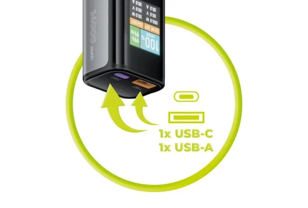 PowerBank Mobile Origin PB12 14000mAh 100W PD με Οθόνη TFT – Gray (MO-100WPD-PB12) - Image 12