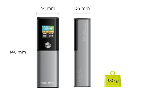 PowerBank Mobile Origin PB12 14000mAh 100W PD με Οθόνη TFT – Gray (MO-100WPD-PB12) - Image 14