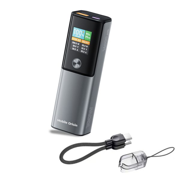 PowerBank Mobile Origin PB12 14000mAh 100W PD με Οθόνη TFT – Gray (MO-100WPD-PB12) - Image 2