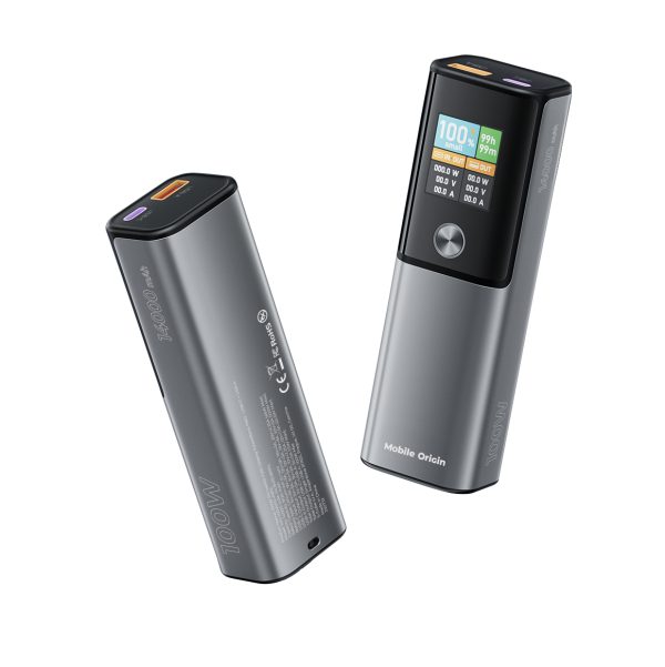 PowerBank Mobile Origin PB12 14000mAh 100W PD με Οθόνη TFT – Gray (MO-100WPD-PB12) - Image 4