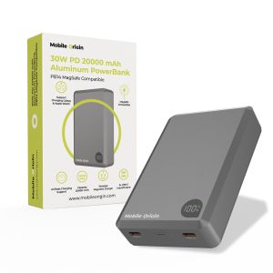 Αλουμινένιο PowerBank Mobile Origin PB14 20000mAh 30W PD MagSafe σε γκρι χρώμα