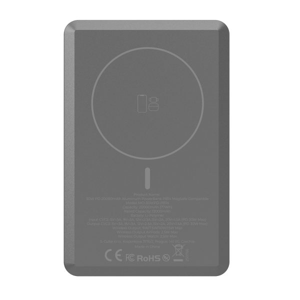 PowerBank Mobile Origin PB14 20000mAh Aluminum 30W PD MagSafe Compatible – Gray (MO-30WPD-PB14) - Image 7