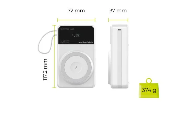 Mobile Origin 35W PD PowerBank PB15 20000mAh – MagSafe Compatible & Built-in Cables (MO-35WPDD-PB15) - Image 12