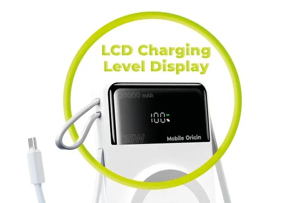 Mobile Origin 35W PD PowerBank PB15 20000mAh – MagSafe Compatible & Built-in Cables (MO-35WPDD-PB15) - Image 8