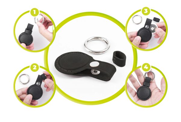 Mobile Origin AirTag Outdoor Leather Keychain A7 – Black (MO-AOLK-BLK) - Image 6
