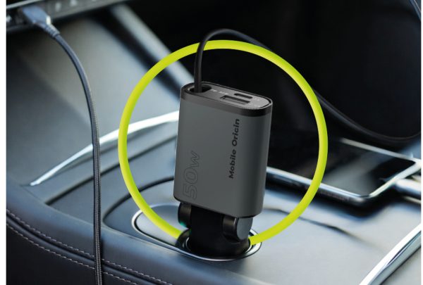 Mobile Origin 3in1 50W Car Charger CA27 με Retractable USB-C Cable – Space Gray (MO-CCH-CA27) - Image 8