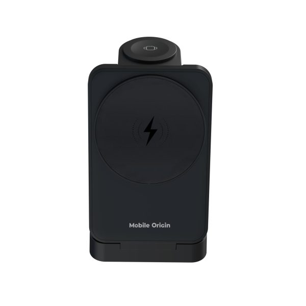 Mobile Origin 3in1 Foldable Charging Stand PW28 με Φωτισμό LED – Black (MO-FCHS-PW28-BLK) - Image 11