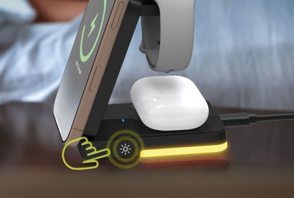 Mobile Origin 3in1 Foldable Charging Stand PW28 με Φωτισμό LED – Black (MO-FCHS-PW28-BLK) - Image 16